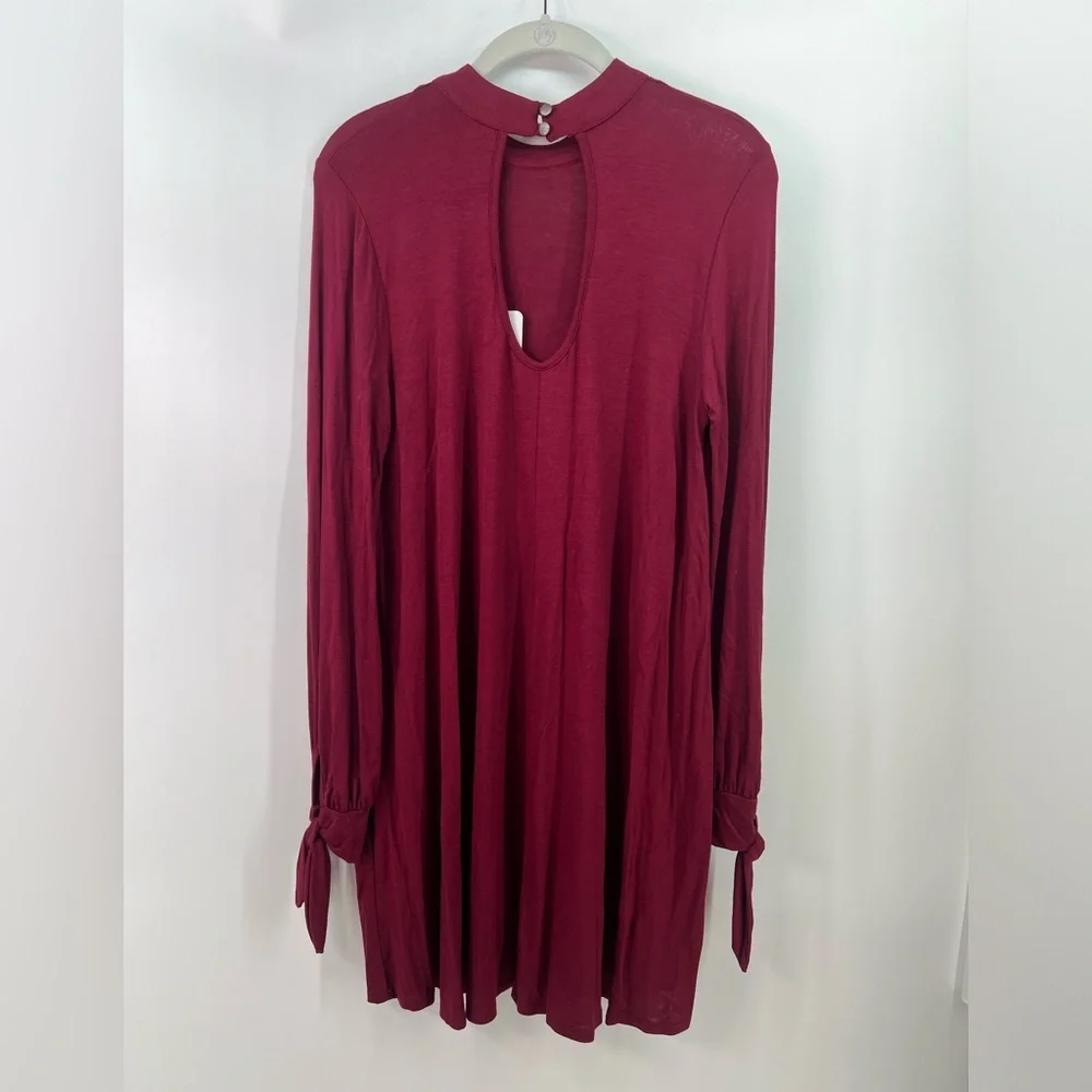 NWT Audrey 3+1 Wine Burgundy Long Sleeve Tunic Top Mini Dress M Medium - Picture 5 of 10